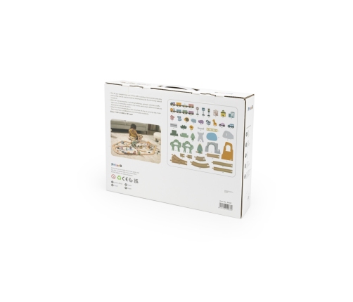 VIGA PolarB Drewniana kolejka dla dzieci Pociąg Tor 90 elementów