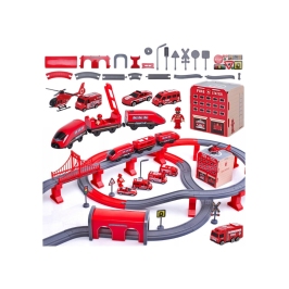 WOOPIE Kolejka Elektryczna Tor Samochodowy Straż Helikopter Auta 92 el. WOOPIE Kolejka Elektryczna Tor Samochodowy Straż Helikopter Auta 92 el.