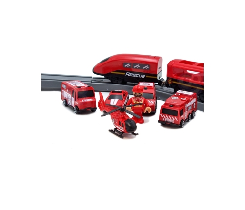 WOOPIE Kolejka Elektryczna Tor Samochodowy Straż Helikopter Auta 92 el.