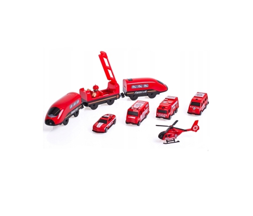 WOOPIE Kolejka Elektryczna Tor Samochodowy Straż Helikopter Auta 92 el.