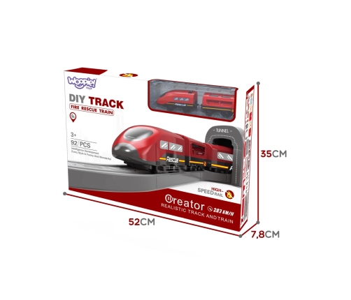 WOOPIE Kolejka Elektryczna Tor Samochodowy Straż Helikopter Auta 92 el.