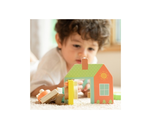 CLASSIC WORLD Drewniana Przeplatanka Klocki do Nawlekania Klucze i Drzwi MONTESSORI 11 el.