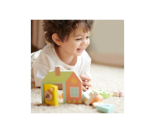 CLASSIC WORLD Drewniana Przeplatanka Klocki do Nawlekania Klucze i Drzwi MONTESSORI 11 el.