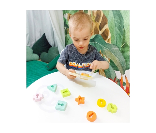 CLASSIC WORLD Drewniana Przeplatanka Klocki do Nawlekania Klucze i Drzwi MONTESSORI 11 el.