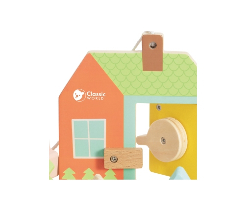 CLASSIC WORLD Drewniana Przeplatanka Klocki do Nawlekania Klucze i Drzwi MONTESSORI 11 el.