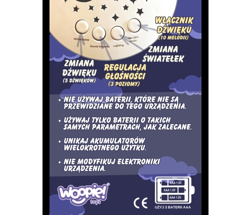 WOOPIE BABY Przytulanka Usypiacz Projektor 2w1 Miś - 10 Kołysanek