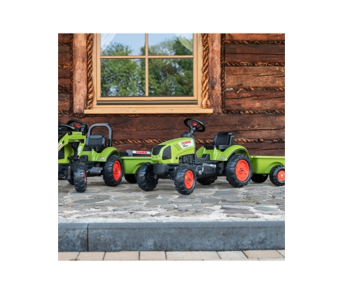 FALK Traktor Claas Zielony na Pedały z Przyczepą + Klakson od 2 Lat.
