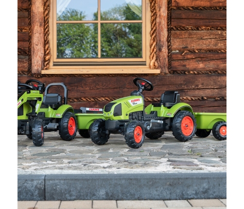 FALK Traktor Claas Zielony na Pedały z Przyczepą + Klakson od 2 Lat.
