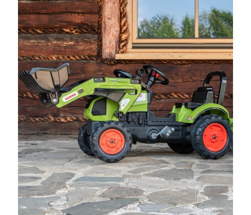 FALK Traktor Claas Zielony na Pedały z Przyczepą + Klakson od 2 Lat.
