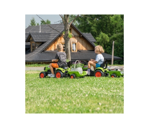 FALK Traktor Claas Zielony na Pedały z Przyczepą + Klakson od 2 Lat.