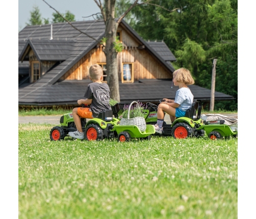 FALK Traktor Claas Zielony na Pedały z Przyczepą + Klakson od 2 Lat.