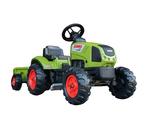 FALK Traktor Claas Zielony na Pedały z Przyczepą + Klakson od 2 Lat.