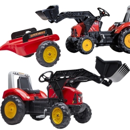 Traktors ar pedāļiem ar kausu un piekabi FALK Red Supercharger