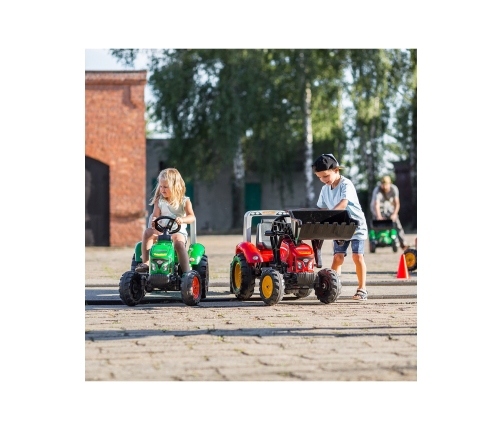 Трактор с педалями с ковшом и прицепом FALK Red Supercharger