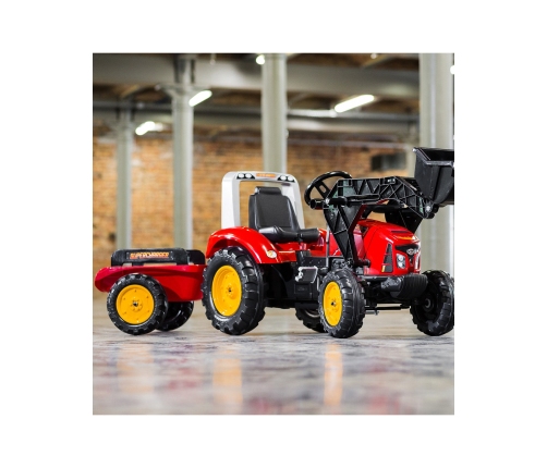 Трактор с педалями с ковшом и прицепом FALK Red Supercharger