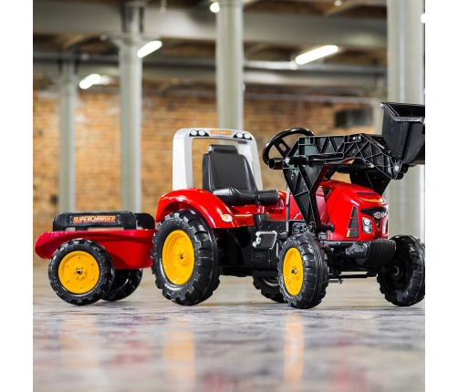 Traktors ar pedāļiem ar kausu un piekabi FALK Red Supercharger