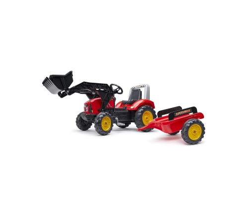 Трактор с педалями с ковшом и прицепом FALK Red Supercharger