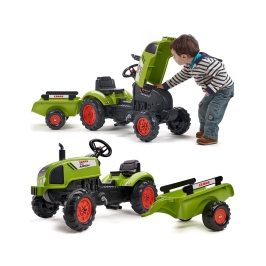 FALK Traktorek Claas Zielony na Pedały Klakson Przyczepa od 2 Lat.