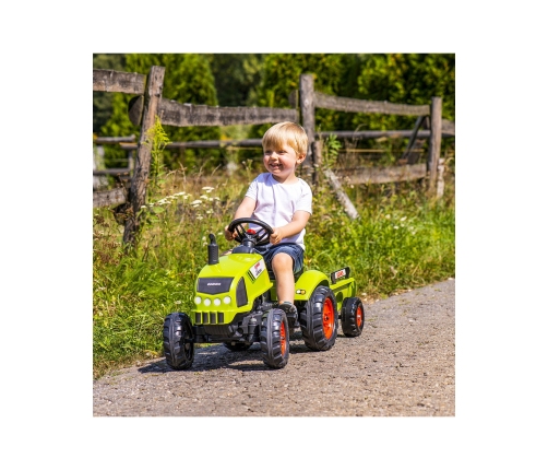 FALK Traktorek Claas Zielony na Pedały Klakson Przyczepa od 2 Lat.