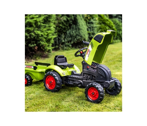 FALK Traktorek Claas Zielony na Pedały Klakson Przyczepa od 2 Lat.