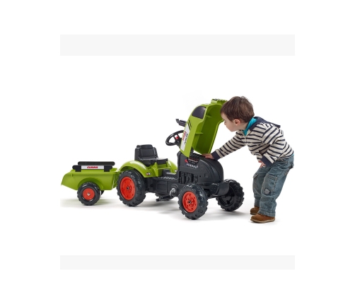 FALK Traktorek Claas Zielony na Pedały Klakson Przyczepa od 2 Lat.