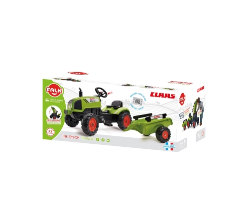 FALK Traktorek Claas Zielony na Pedały Klakson Przyczepa od 2 Lat.