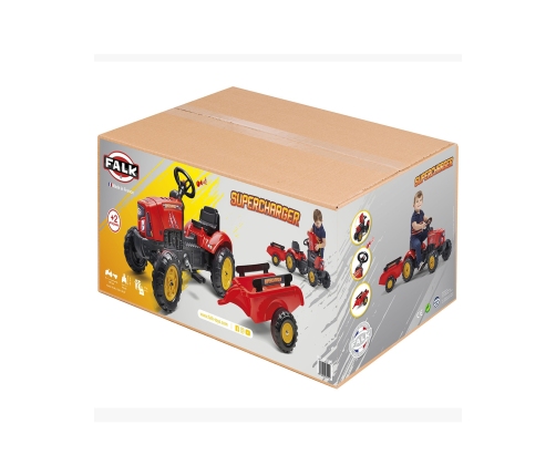 Трактор с педалями с прицепом  FALK Red Supercharger