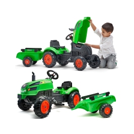 FALK Traktorek X Tractor Zielony z Przyczepką Klakson od 2 Lat