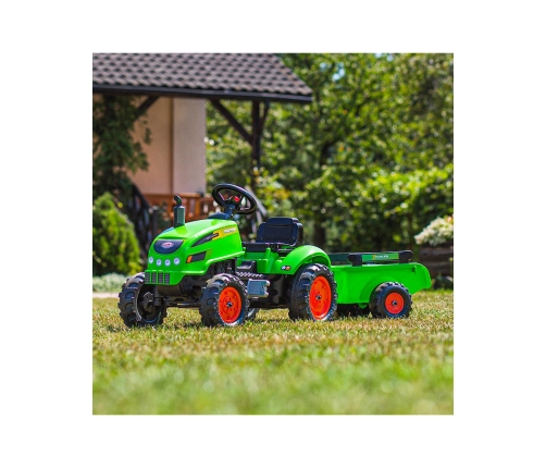 FALK Traktorek X Tractor Zielony z Przyczepką Klakson od 2 Lat