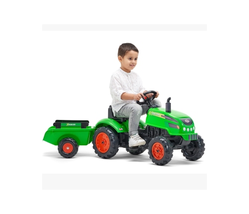 FALK Traktorek X Tractor Zielony z Przyczepką Klakson od 2 Lat