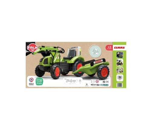 Трактор с педалями с прицепом FALK CLAAS Green