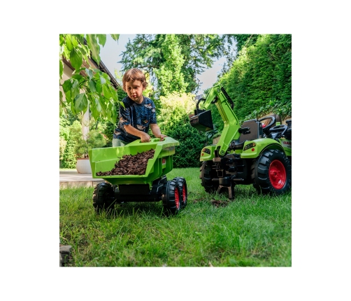 Traktors ar pedāļiem ar kausu un piekabi FALK CLAAS AVEC Green