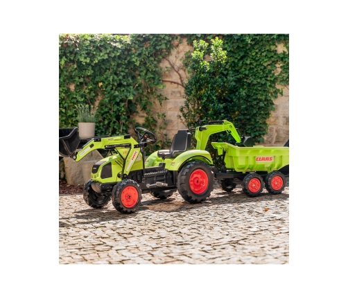 Traktors ar pedāļiem ar kausu un piekabi FALK CLAAS AVEC Green