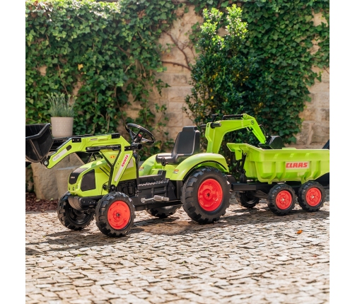 Traktors ar pedāļiem ar kausu un piekabi FALK CLAAS AVEC Green
