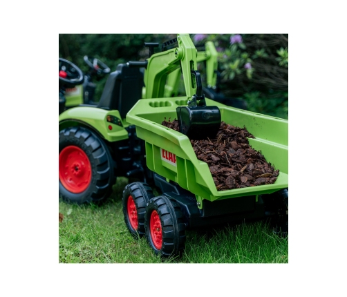 Traktors ar pedāļiem ar kausu un piekabi FALK CLAAS AVEC Green