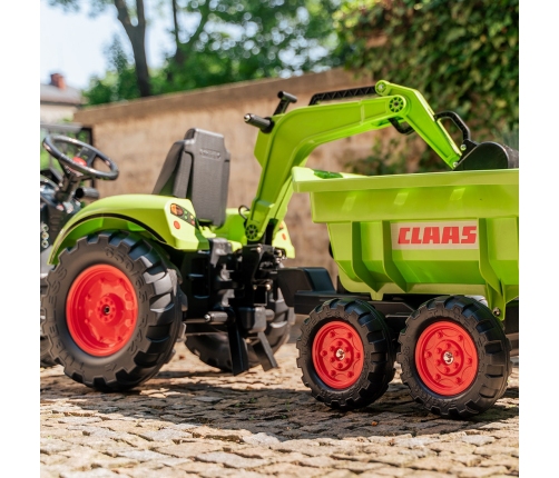 Traktors ar pedāļiem ar kausu un piekabi FALK CLAAS AVEC Green
