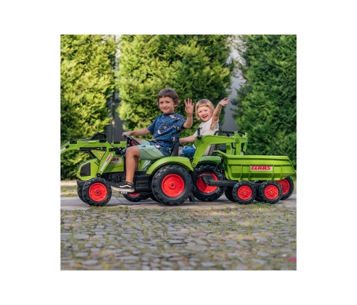 Traktors ar pedāļiem ar kausu un piekabi FALK CLAAS AVEC Green