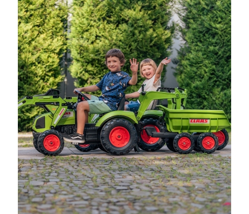 Traktors ar pedāļiem ar kausu un piekabi FALK CLAAS AVEC Green