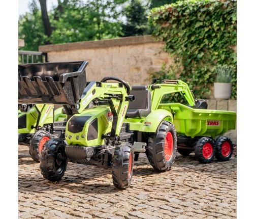 Traktors ar pedāļiem ar kausu un piekabi FALK CLAAS AVEC Green
