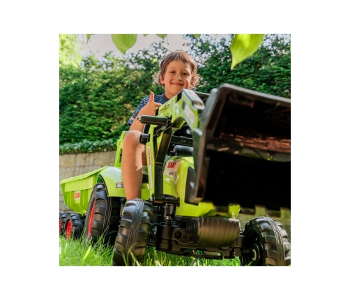 Traktors ar pedāļiem ar kausu un piekabi FALK CLAAS AVEC Green