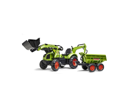 Traktors ar pedāļiem ar kausu un piekabi FALK CLAAS AVEC Green
