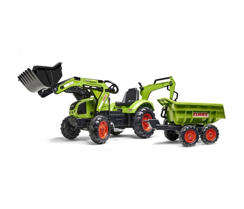 Traktors ar pedāļiem ar kausu un piekabi FALK CLAAS AVEC Green