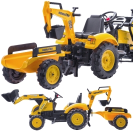 Traktors ar pedāļiem ar kausu un piekabi FALK KOMATSU Yellow