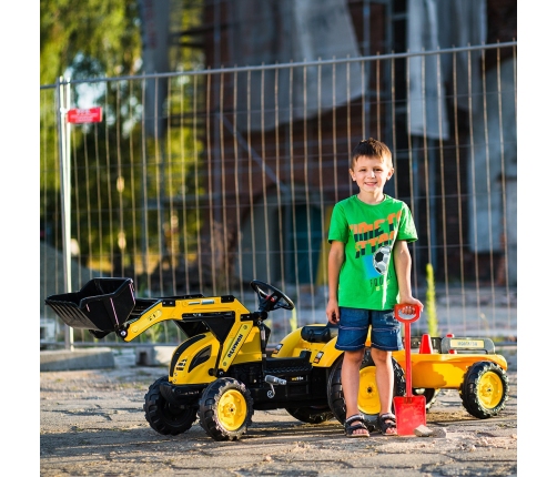 Traktors ar pedāļiem ar kausu un piekabi FALK KOMATSU Yellow