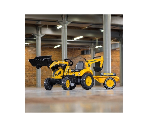 Трактор с педалями с ковшом и прицепом FALK KOMATSU Yellow
