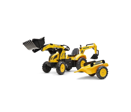 Трактор с педалями с ковшом и прицепом FALK KOMATSU Yellow