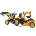 Traktors ar pedāļiem ar kausu un piekabi FALK KOMATSU Yellow