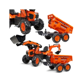 Bērnu stumjamā mašīna traktors ar piekabi FALK KUBOTA 