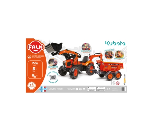 Bērnu stumjamā mašīna traktors ar piekabi FALK KUBOTA