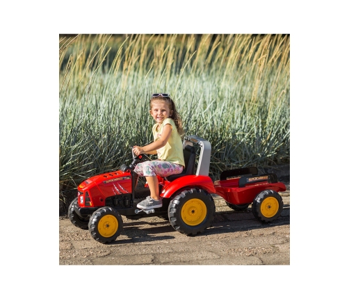 Трактор с педалями с ковшом и прицепом FALK Red Supercharger